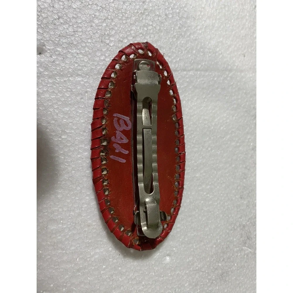 VTG Hair Clip, Tribal Handcrafted From Bali Signed Red Leather Hair Clip women's